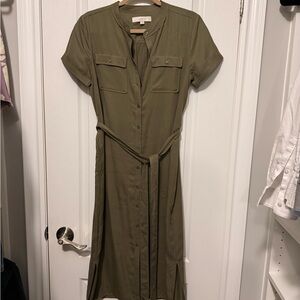 LOFT Olive Midi Shirt Dress